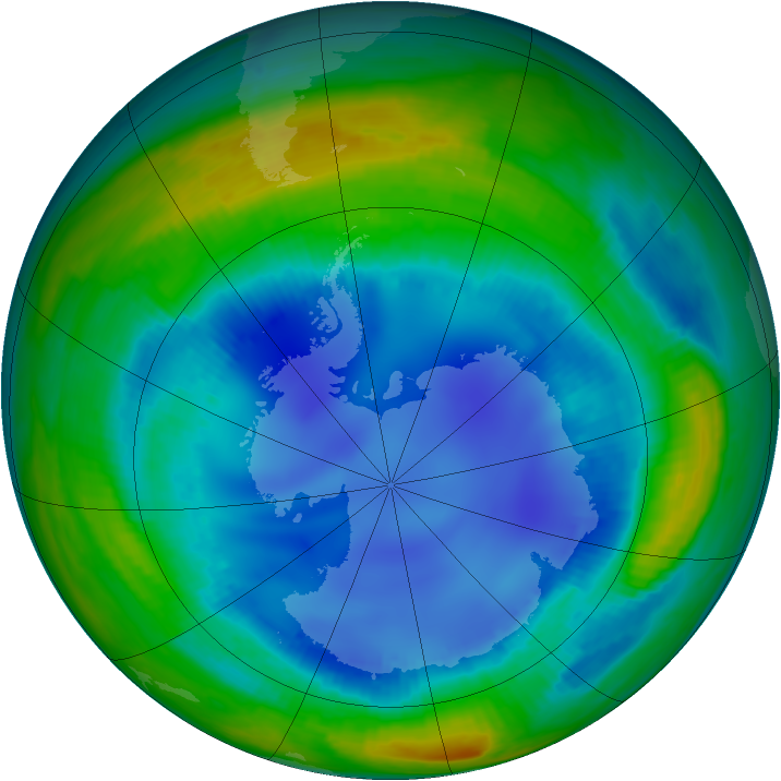 Antarctic ozone map for 10 August 1999